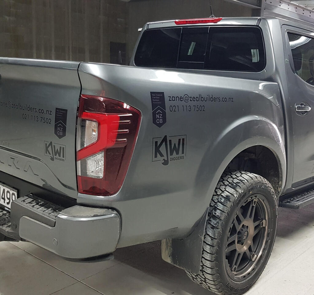 Ute Signs and Fleet graphics installed across Auckland including, Albany, Puhoi, Glenfield, Orewa, Stanmore Bay, Rosedale